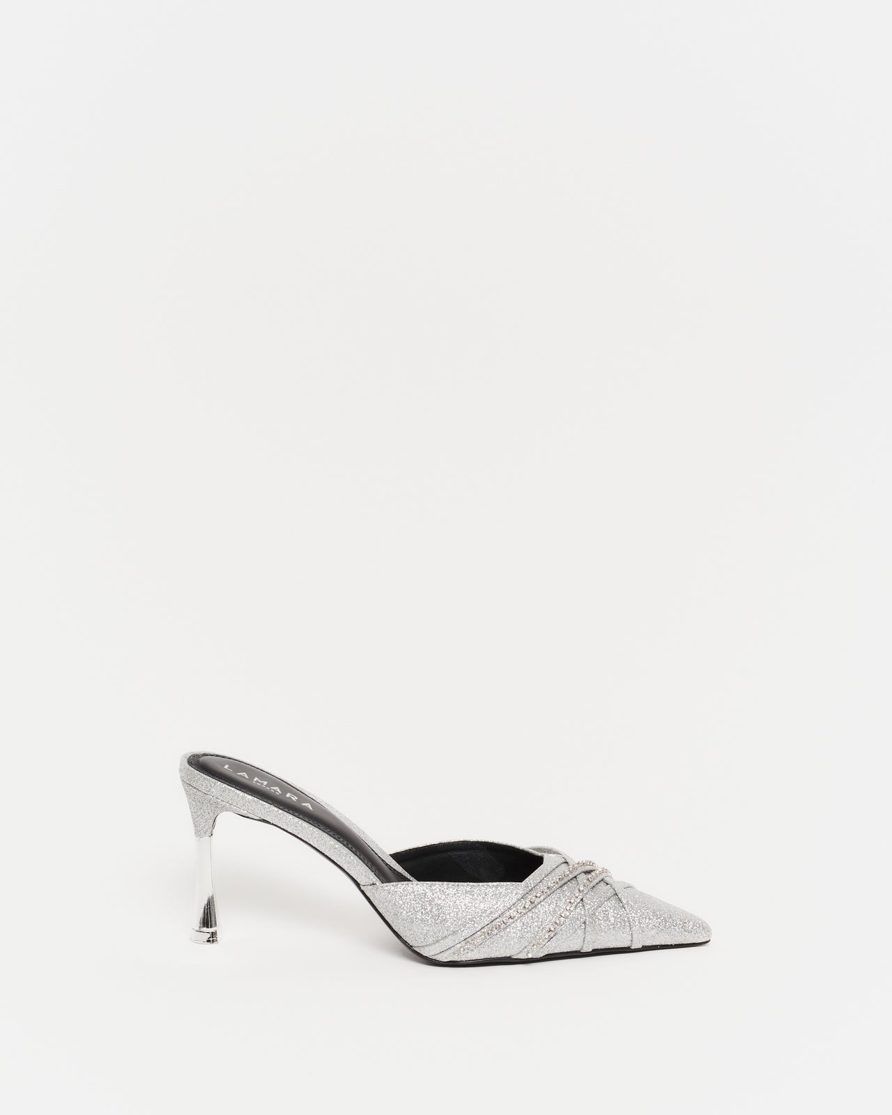 Zola Heeled Mule - Silver Glitter