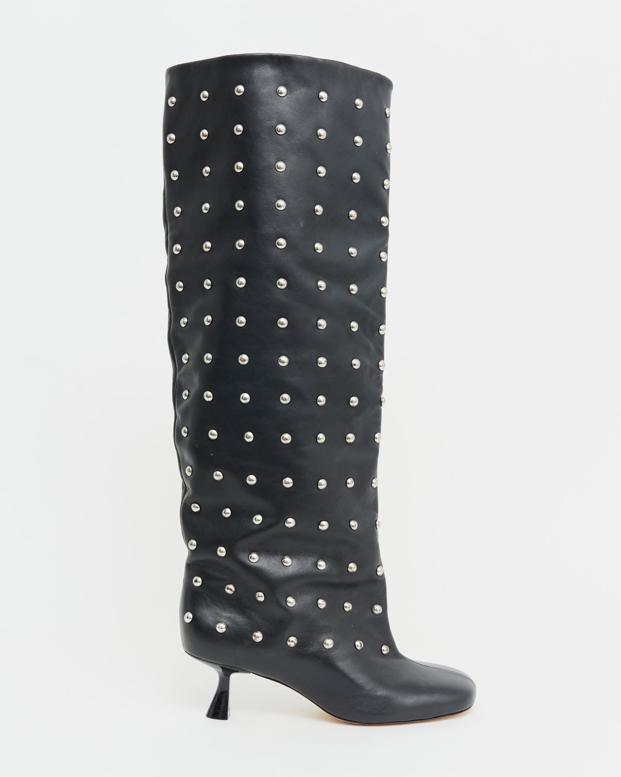 RINA Studded Leather Boots - Black